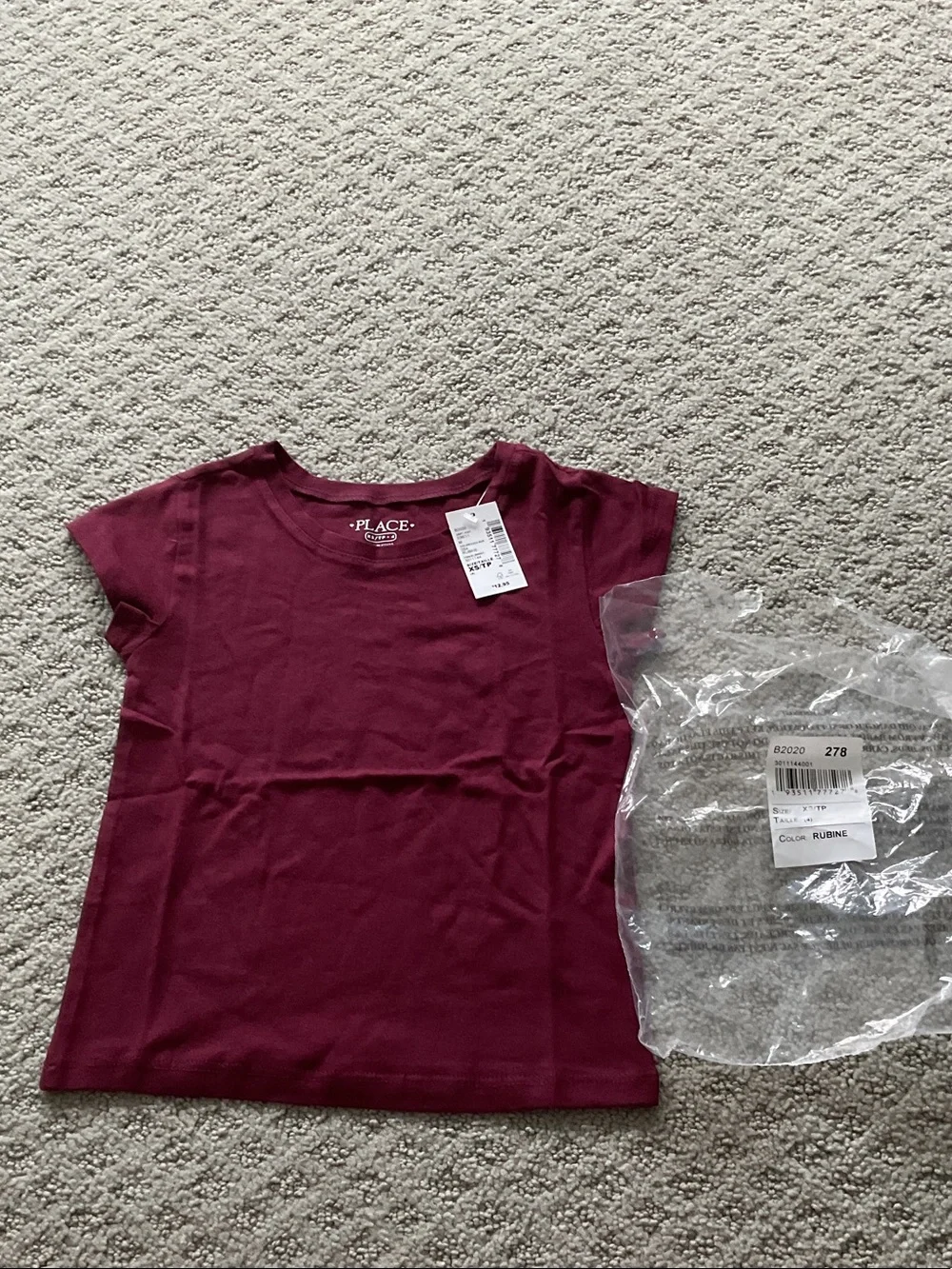 The Children's Place Short Sleeve Tee - Ruby Wine 0474
